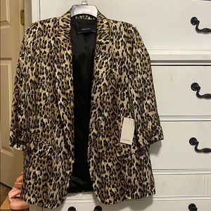 Zara Basics Leopard Print Blazer Size L NWT